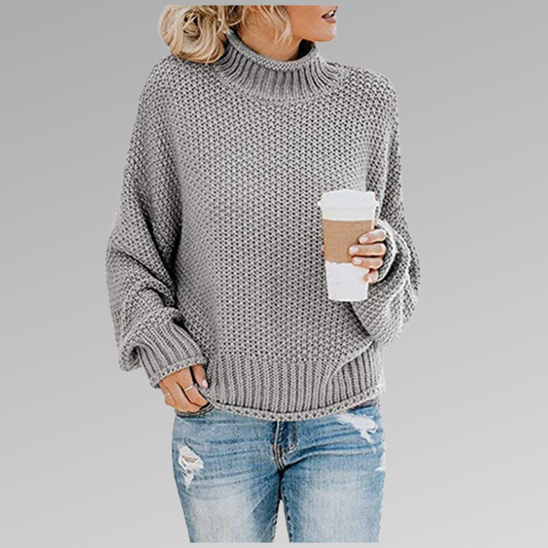 Vera | Camisola de Lã Mulher Gola Alta Oversize Malha Grossa