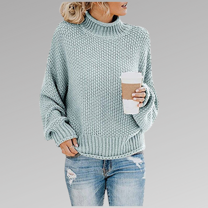 Vera | Camisola de Lã Mulher Gola Alta Oversize Malha Grossa