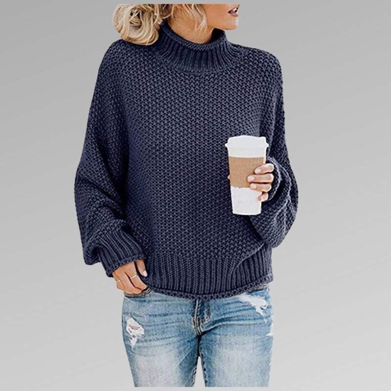 Vera | Camisola de Lã Mulher Gola Alta Oversize Malha Grossa