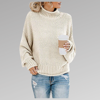 Vera | Camisola de Lã Mulher Gola Alta Oversize Malha Grossa