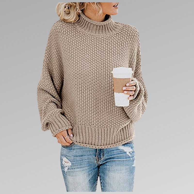 Vera | Camisola de Lã Mulher Gola Alta Oversize Malha Grossa