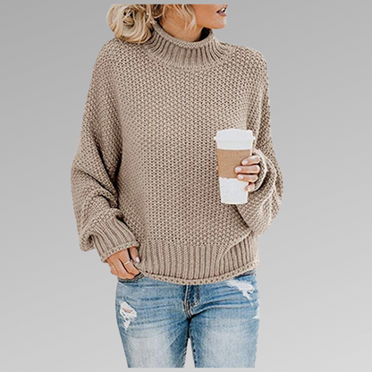 Vera | Camisola de Lã Mulher Gola Alta Oversize Malha Grossa