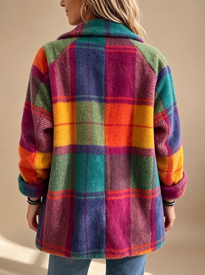Vera | Casaco de Fleece Xadrez Mulher Oversized Padrão Multicolor