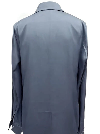 Vivienne | Women's Satin Blouse Collared V-Neck Long Sleeve