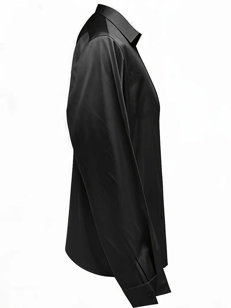 Vivienne | Women's Satin Blouse Collared V-Neck Long Sleeve