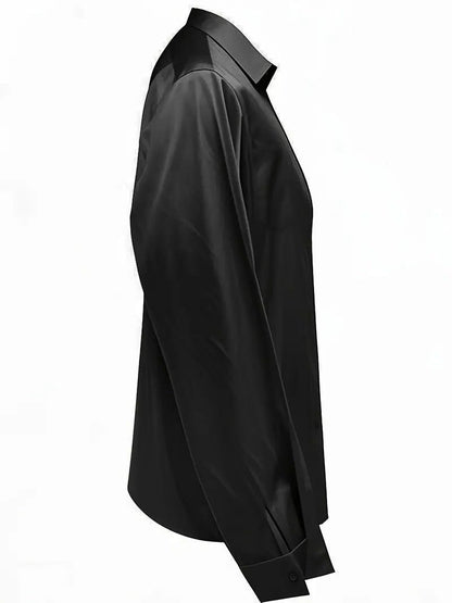 Vivienne | Women's Satin Blouse Collared V-Neck Long Sleeve