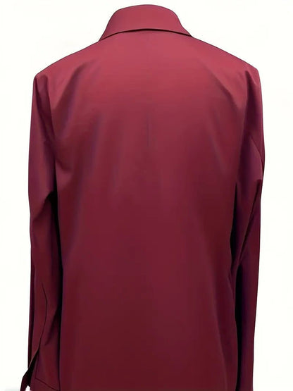 Vivienne | Women's Satin Blouse Collared V-Neck Long Sleeve